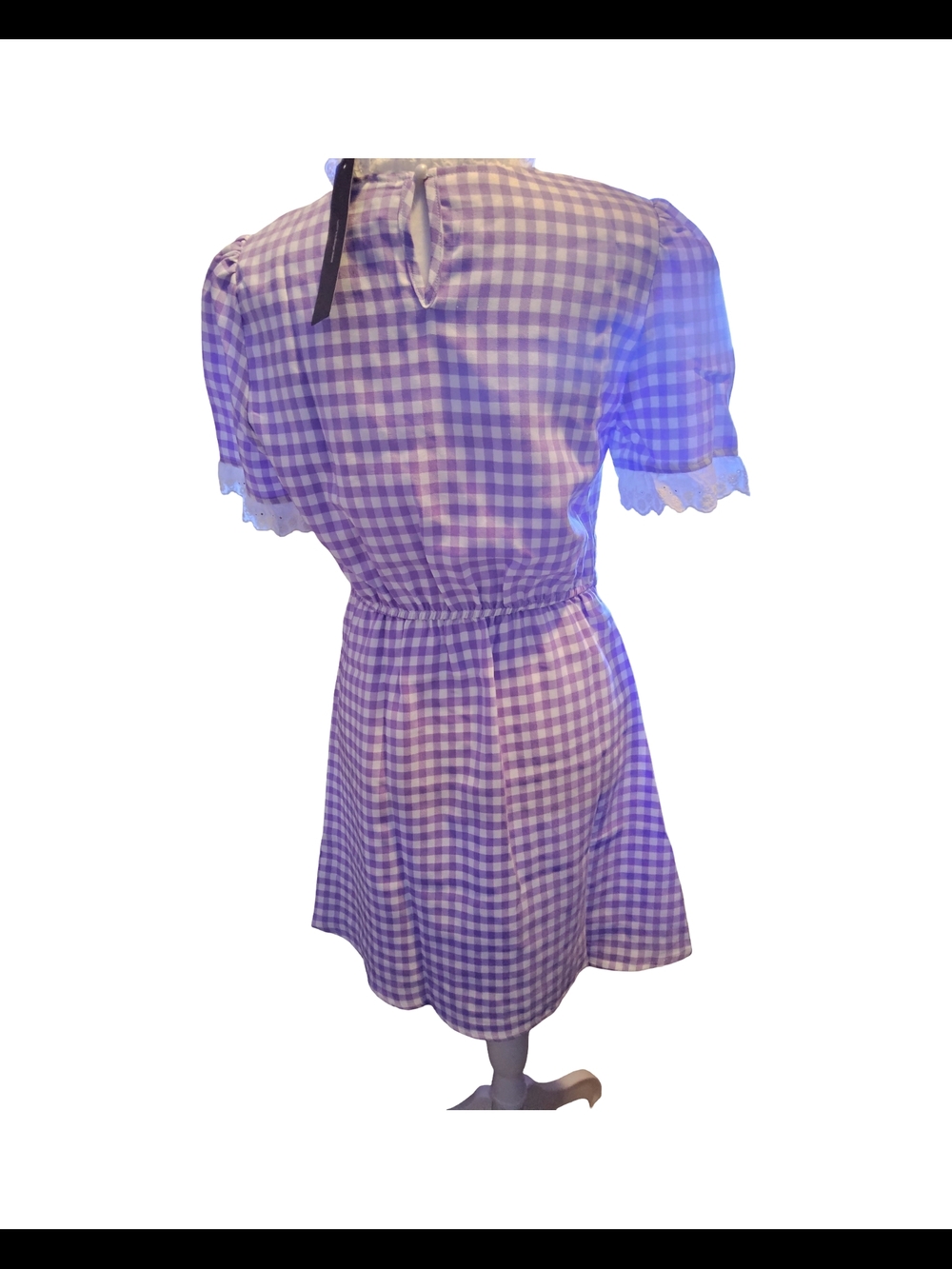 NWOT Size XS Allegra K Purple Gingham Short Sleeve Dress - Picture 7 of 12